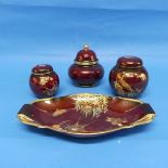 A small quantity of Carltonware 'Rouge Royale' pottery, to include two ginger jars, a oblong dish