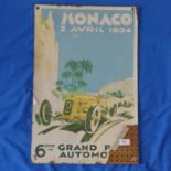 Collection of vintage Motor Racing posters,  inc Bentley wins Le Mans 1929, Monaco Grand Prix