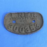 Railwayana; A cast iron LNER 'D' Wagon Plate, 'Standard 21 tons 1947 Darlington 300353', and a