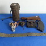 A collection of WWII Militaria items, Comprising a German WW2 period Gas Mask Canister, a French WW1