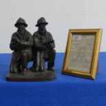 Genesis Fine Arts bronzed resin group entitled ?The Branch?, depicting a pair of firefighters,
