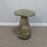 Garden statuary; An antique granite Staddle Stone, of mushroom shape, W 49cm x D 49cm x H 68cm