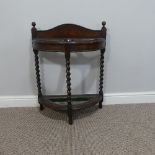 A vintage oak Stick Stand, with beaded edge and metal liner, W 58cm x D 26cm x H 76cm, together with
