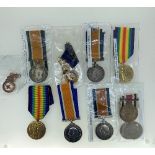 A pair of WW1 Medals, awarded to S/23020 Pte. H.M. Baillie Seaforth Highlanders, with card box of