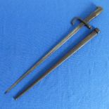 A French Gras Bayonet, the 52cm straight T-shaped steel blade marked ?Mre d?Armes de St.Etienne