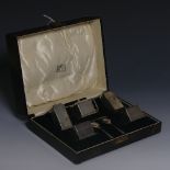 A stylish George V silver five piece Cruet Set, by William Neale & Son Ltd., hallmarked