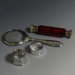 A Victorian ruby glass double ended Scent Bottle, makers mark only for George Brace, as found,