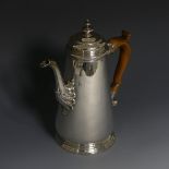 A George II silver Coffee Pot, makers mark rubbed but probably for David Willaume II, hallmarked