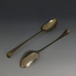 A pair of George III silver Serving Spoons, hallmarked London 1796, Old English Pattern, the handles
