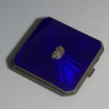 An Elizabeth II silver and enamel Powder Compact, by John William Barrett, hallmarked Birmingham,