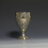 A George III silver Goblet, by Henry Chawner, hallmarked London 1789, on a circular foot with reeded