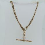 A 15ct yellow gold Watch Chain, with T-Bar and suspension clip, also marked 15ct, 32cm long,