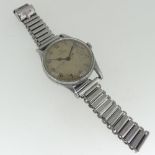 An Omega British Military stainless steel gentleman's Wristwatch, with silvered dial, black Arabic