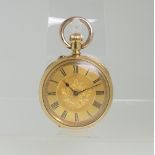 A late 19th century continental 18ct gold lady's Pocket Watch, the foliate engraved gilt circular