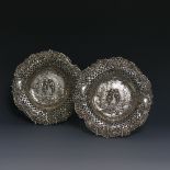 A pair of 19thC Continental silver pierced Dishes, with London import marks for 1896, of circular