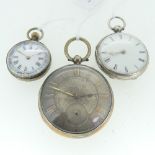 A pretty continental silver lady's Fob/Pocket Watch, marked '800', with foliate engraved case, the