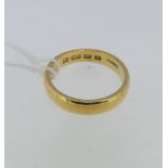 A 22ct yellow gold Wedding Band, with inscription, Size O, 5.9g.