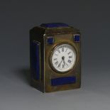 A Victorian silver miniature Desk Clock, by Charles & George Asprey, hallmarked London, 1895, of