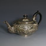 A George III silver Teapot, by Robert Garrard I, hallmarked London, 1812, of circular form with