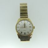 An Omega Automatic Genève gold plated gentleman's Wristwatch, the silver dial with raised baton