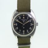 A Hamilton Geneve British Military RAF issue stainless steel gentleman's Wristwatch, circa 1974, the