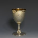 A George III silver Goblet, by Thomas Daniell, hallmarked London, 1787, of plain form with beaded