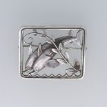 Georg Jensen; A double dolphin silver Brooch, No. 251, designed Arno Malinowski, marked on the