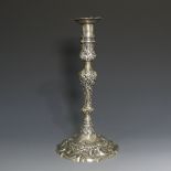 A George II silver Candlestick, by James Gould, hallmarked London, 1753, with shaped circular base