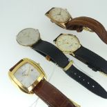 A 9ct gold Sovereign 'Hallmarked Gold' gentleman's Wristwatch, on black leather strap, together with