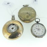 A Victorian silver Pocket Watch, of large form with raised gilt Roman numerals, appx. 50mm diameter,