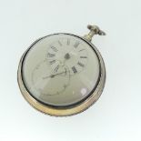 A George III silver pear cased Pocket Watch, the circular enamel dial with overlapping clock and