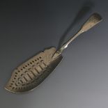 A George IV Scottish silver Fish Slice, by William Hannay, hallmarked Glasgow, 1823, fiddle pattern,