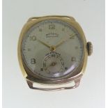 A vintage 9ct gold Rotary Super-Sports gentleman's Wristwatch, the silvered dial with Arabic