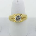 A single stone diamond Ring, the brilliant cut stone approx. 0.75ct, mounted in 18ct yellow gold,