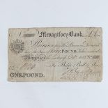 Bank Notes; A Mevagissey Bank £1 Note, for Philip Ball & Son, No. 221, dated 1823, together with a