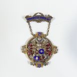 Mayoral Interest; a silver gilt and Enamel 'Mayoress' Jewel, dated 1905-1907, awarded to 'Mrs R.W.