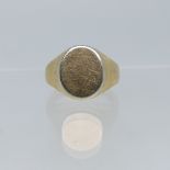 An 18ct yellow gold Signet Ring, Size I½, 11.2g.