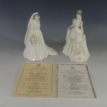 A limited edition Coalport figure of The Queen as a Bride, (2295/7500), together with Queen Mother