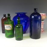 A small quantity of antique Glasswares, to include a green glass Apothecary/Chemist Bottle with