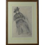 Percy Morton Teasdale (attrib.) (Staithes Group, 1870-1961): Portrait of a lady, seated, pencil,