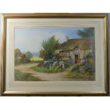Reginald Daniel Sherrin (British, 1891-1971), Devon Cottages, watercolour, signed, 49cm x 74cm,