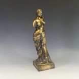 A gilt brass figure of Venus De Milo, modelled after the antique, raised on an integral plinth, H