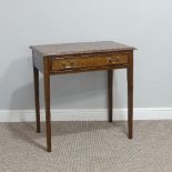 An antique oak Side Table, with single frieze drawer, on square tapering legs, W74cm x D 46cm x H