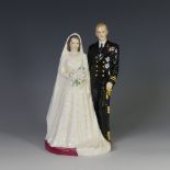 A Royal Doulton character figure of Queen Elizabeth and Duke of Edinburgh, HN3836, limited edition