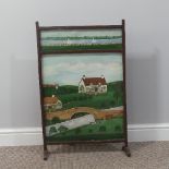 W. J. Binding of Watchet, Somerset (1880-1968), a naive school folk art painted firescreen, circa