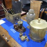 A quantity of Copper and Brasswares, to include a copper Arts and Crafts Charger, brass Coal
