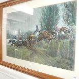 20th century School, Steeplechase Horse Racing, coloured pastels, 48cm x 72cm, framed.