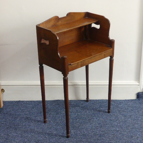 A 19thC mahogany Bookstand, with galleried back and two shelves, on rounded tapering legs, W 46cm - Image 3 of 8