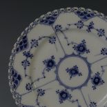 An extensive Royal Copenhagen blue and white fluted lace pattern Dinner Service, comprising twelve