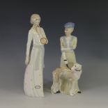 A Royal Doulton Reflections figure of 'Shepherdess', together with 'Park Parade' and 'Pensive',